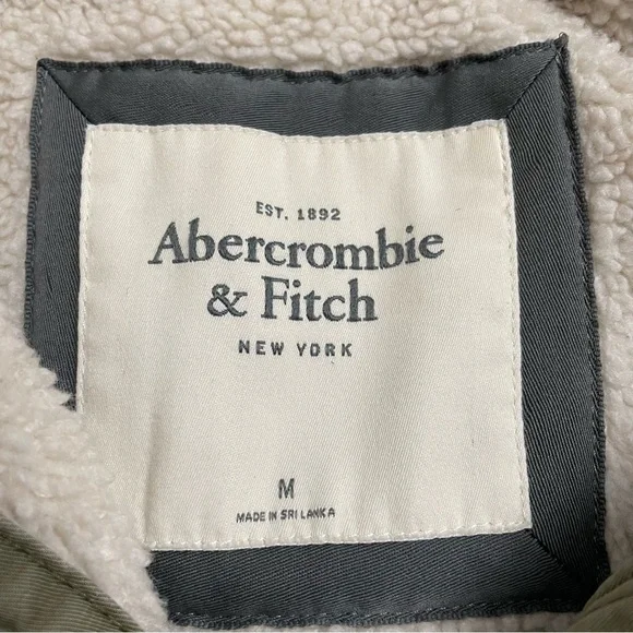 Abercrombie & Fitch Sherpa Lined Utility Jacket Y2K Olive Green Women’s Medium - Picture 2 of 11